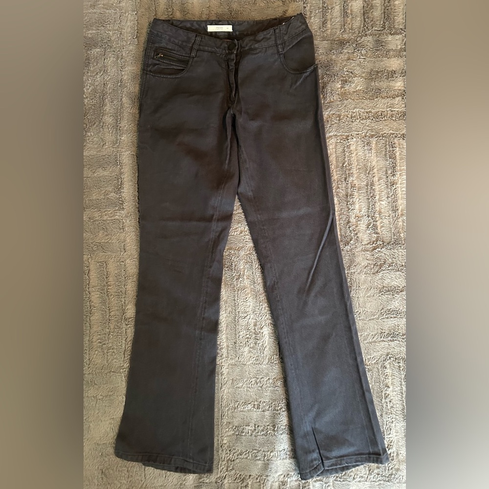 Prada Dark Gray/ Black Straight-Leg Pants